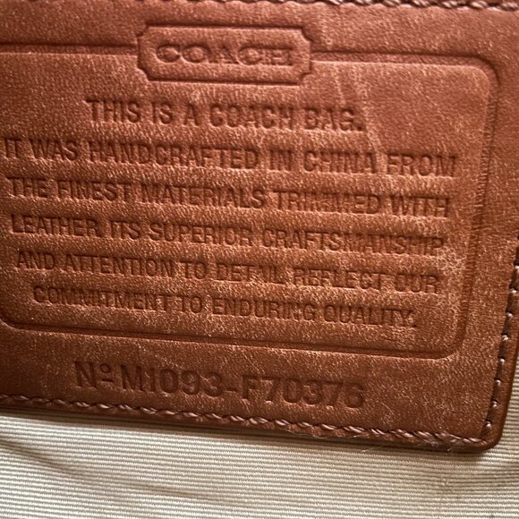 Vintage Coach Tan Leather Laptop Briefcase Messenger Bag Unisex Crossbody Strap - Picture 12 of 14